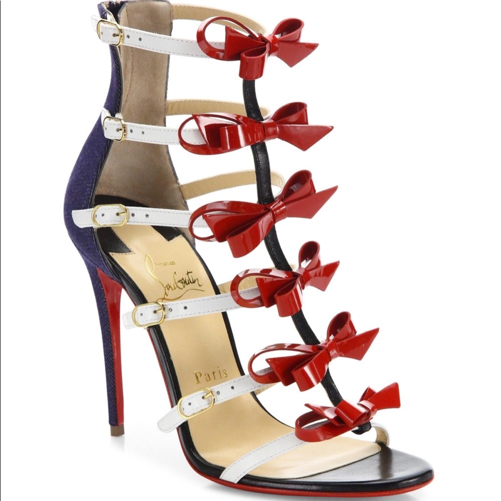 Blue Red Strappi Bow Heels